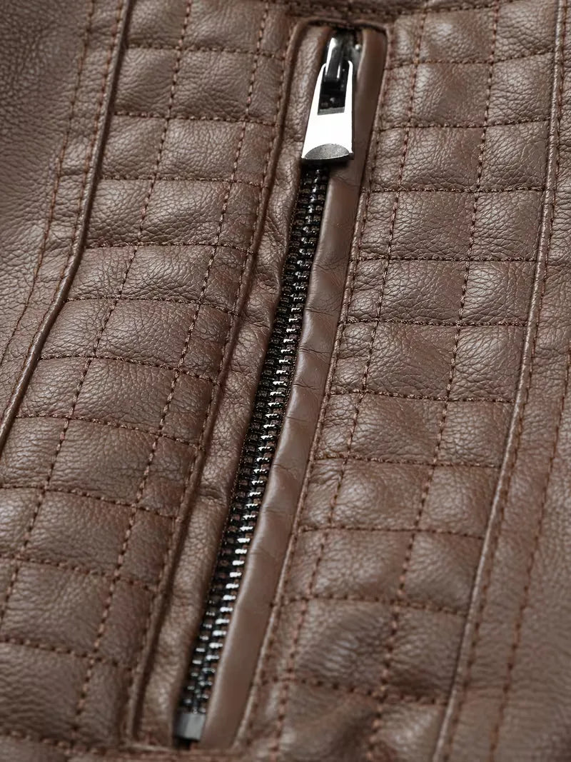 Zwarte leren jas met capuchon
