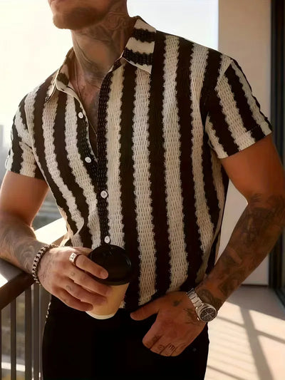 Korte mouw overhemd met verticale strepen