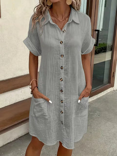Overhemdjurk met V-neck en korte mouwen