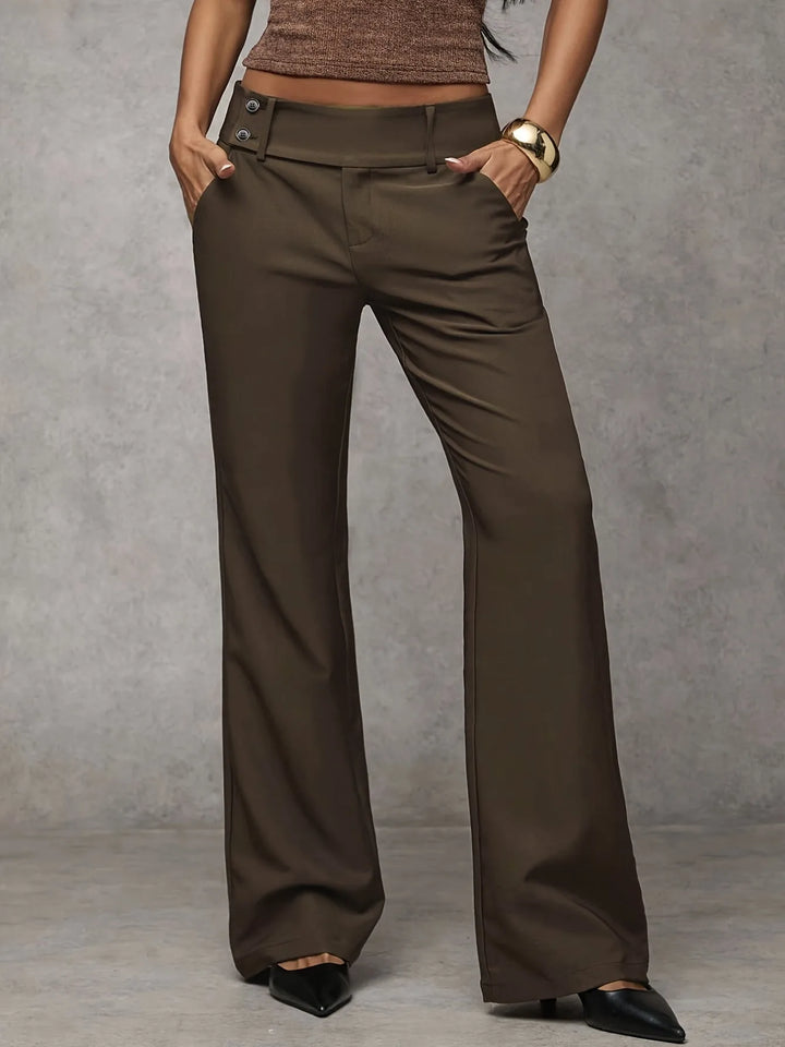 Zwarte wijde broek met knopen