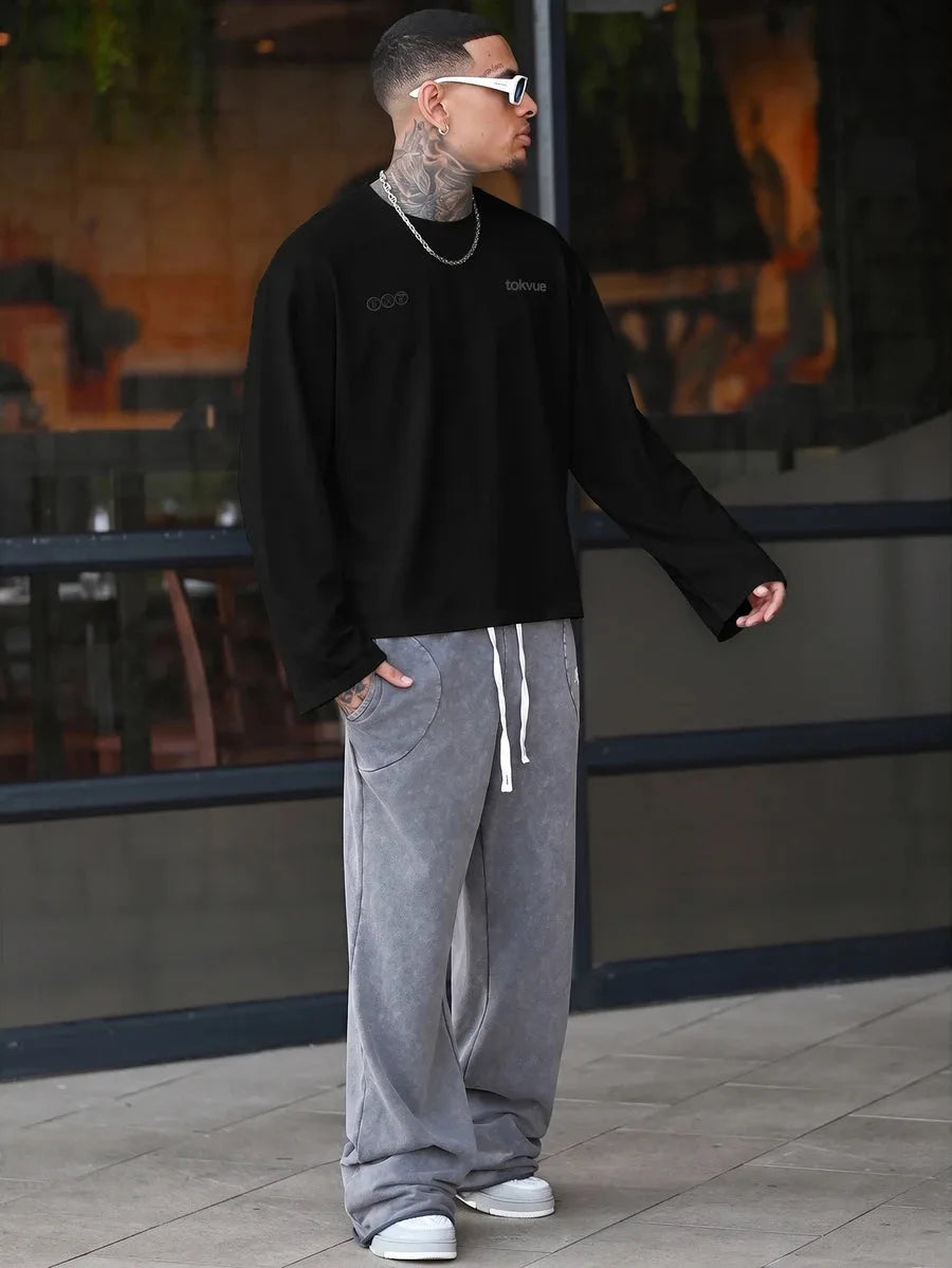 Oversized longsleeve met graphic slogan