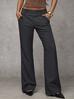 Zwarte wijde broek met knopen
