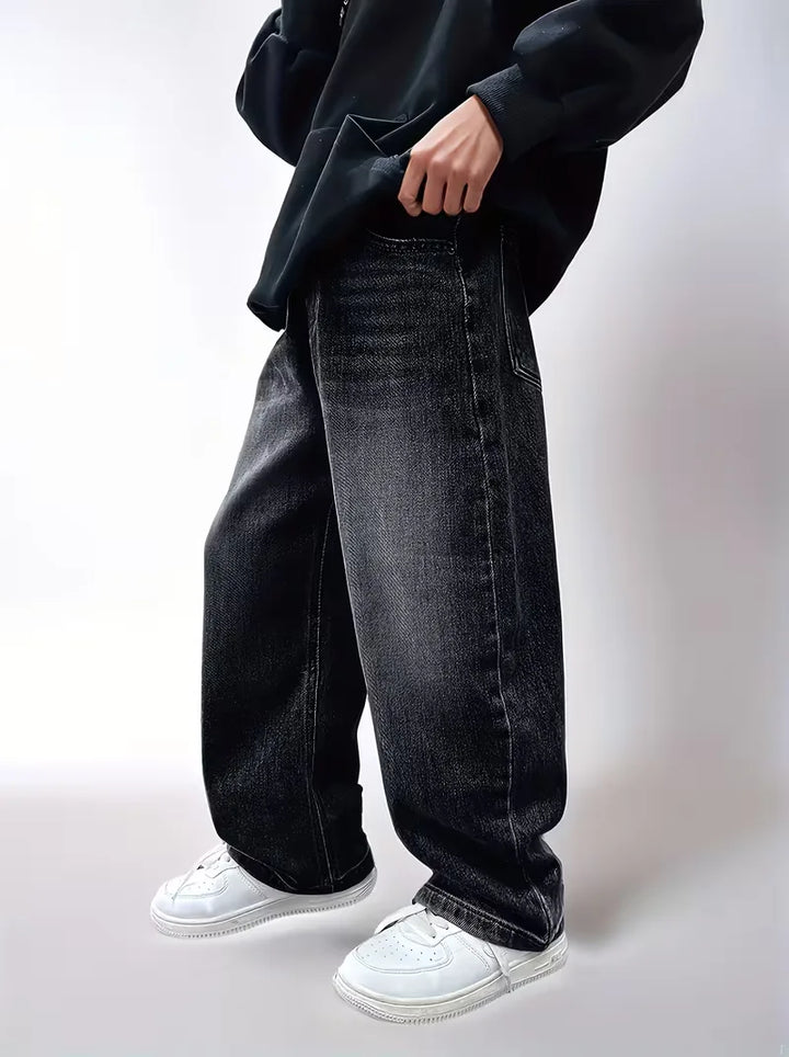 Loose fit jeans met wide leg