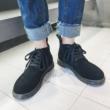 Veterschoenen boots met suède afwerking