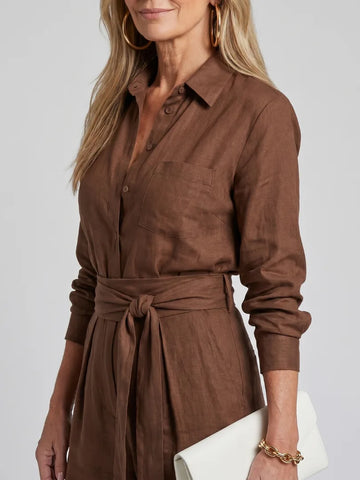 Jumpsuit met ceintuur en wijde pijpen