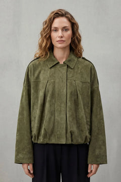 Oversized bomberjack met mandarin kraag