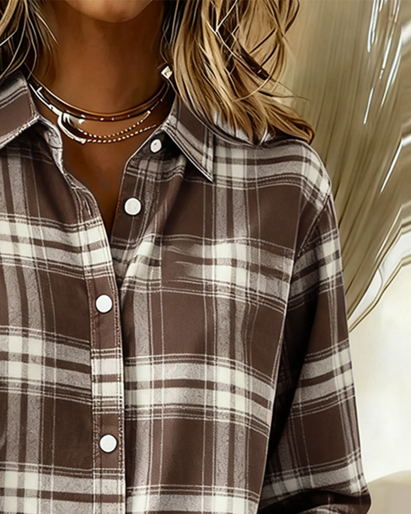 Checked Shirt with Collar & Long Sleeves
