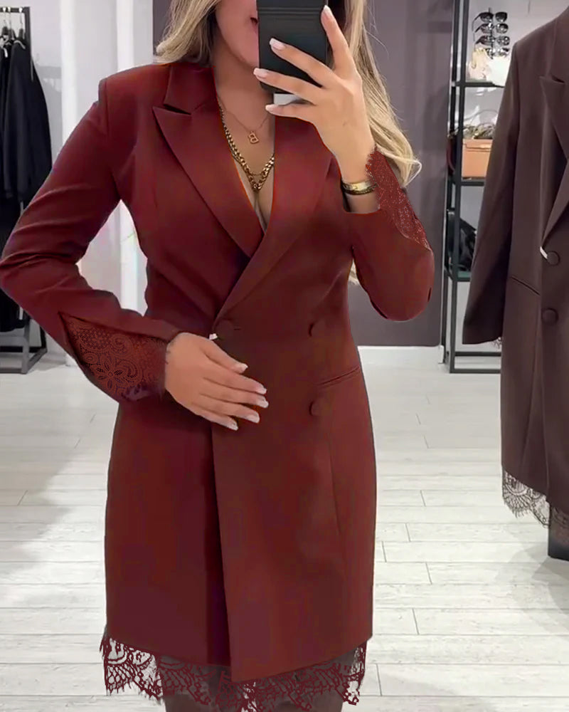 Elegante V-Hals Jurk met Contrastdetails