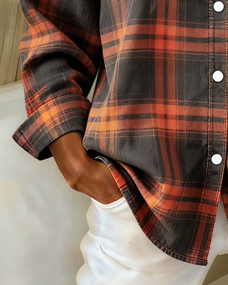 Checked Shirt with Collar & Long Sleeves