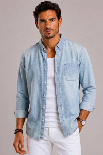 Casual denim overhemd met lange mouwen