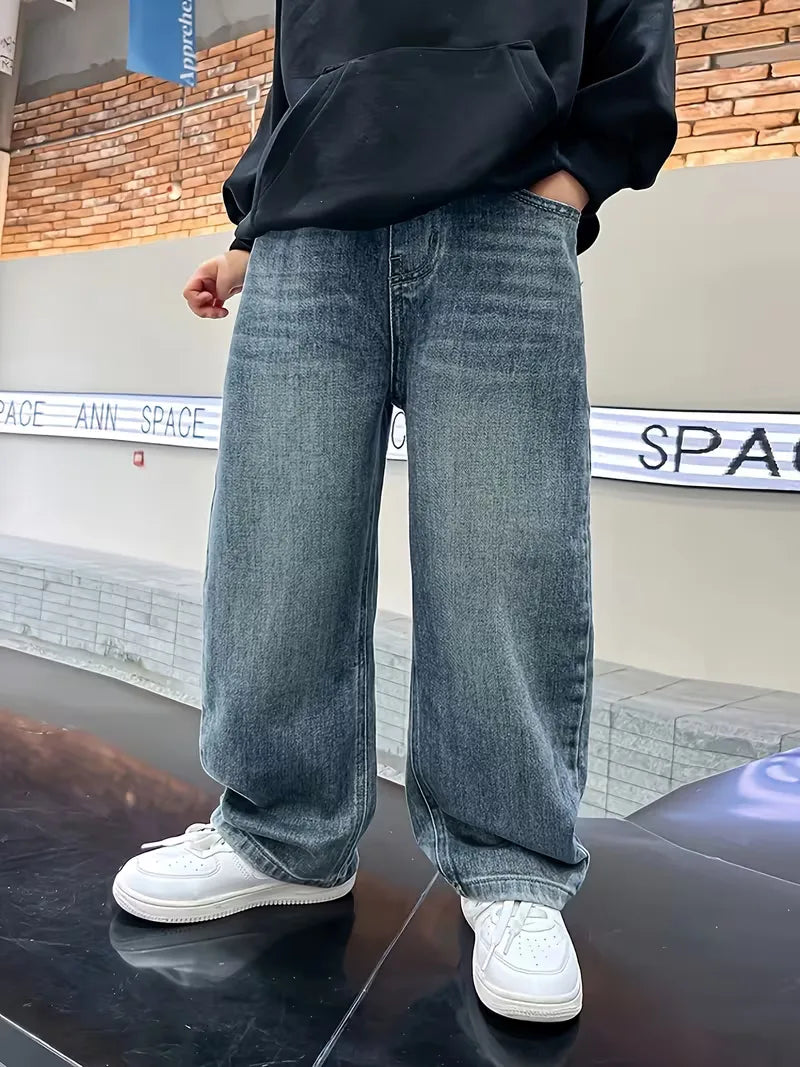 Loose fit jeans met wide leg