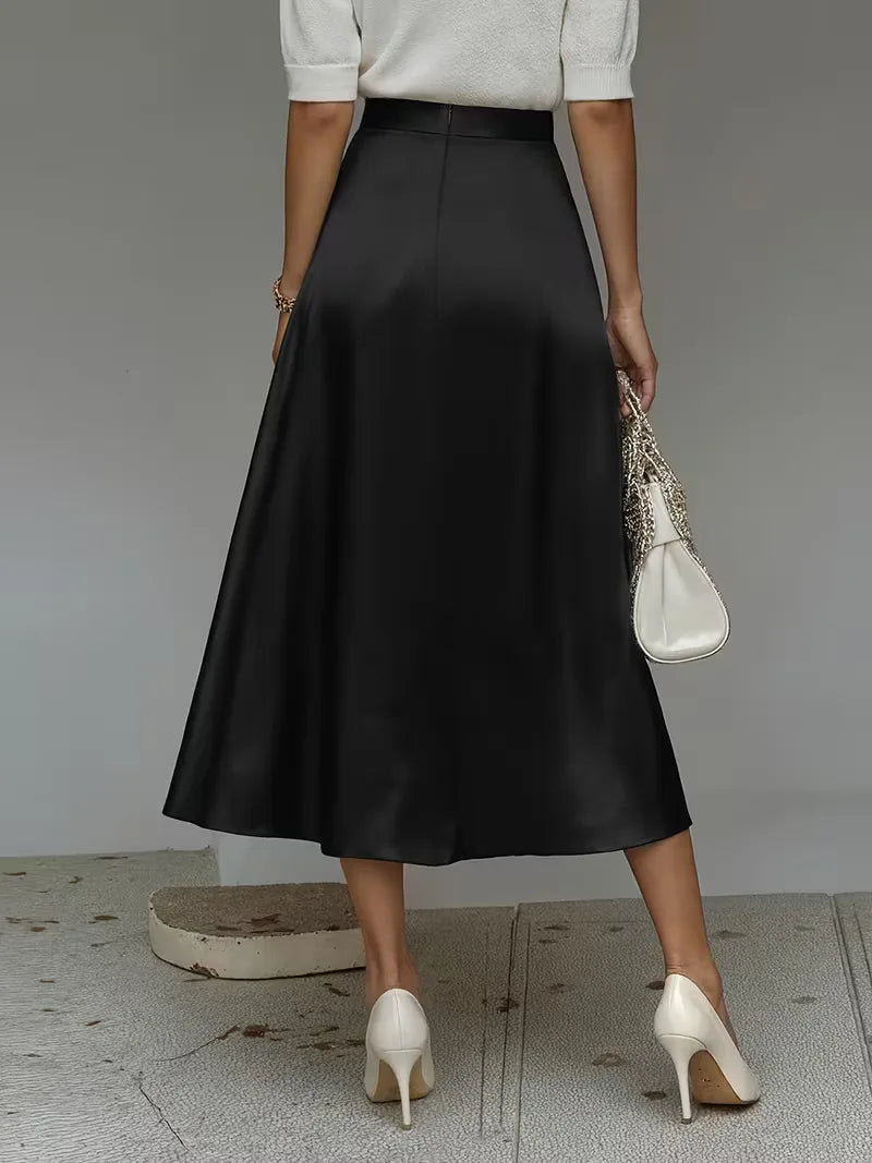 Satijnen rok met hoge taille