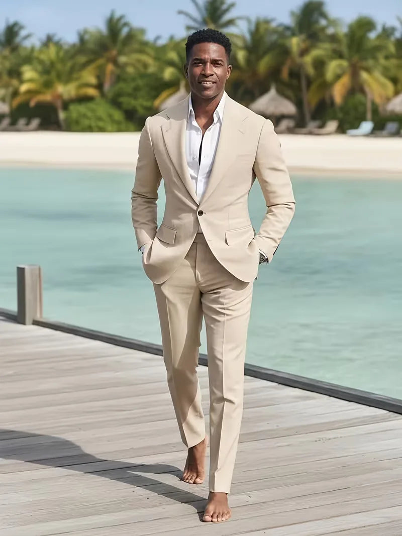 Lichtblauw slim fit pak