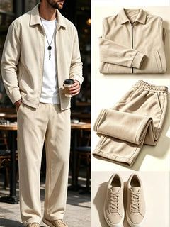 Lounge set met corduroy jacket