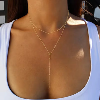 Ketting met rijstparels en franjes