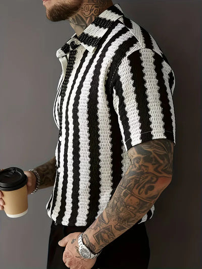 Korte mouw overhemd met verticale strepen