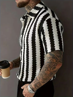 Korte mouw overhemd met verticale strepen