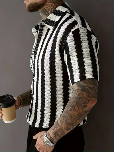 Korte mouw overhemd met verticale strepen