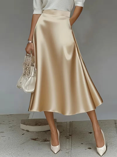 Satijnen rok met hoge taille