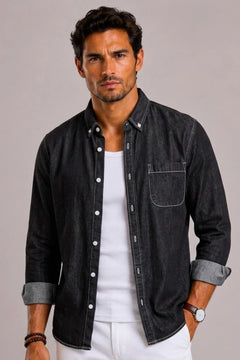 Casual denim overhemd met lange mouwen