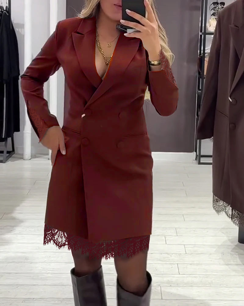 Elegante V-Hals Jurk met Contrastdetails