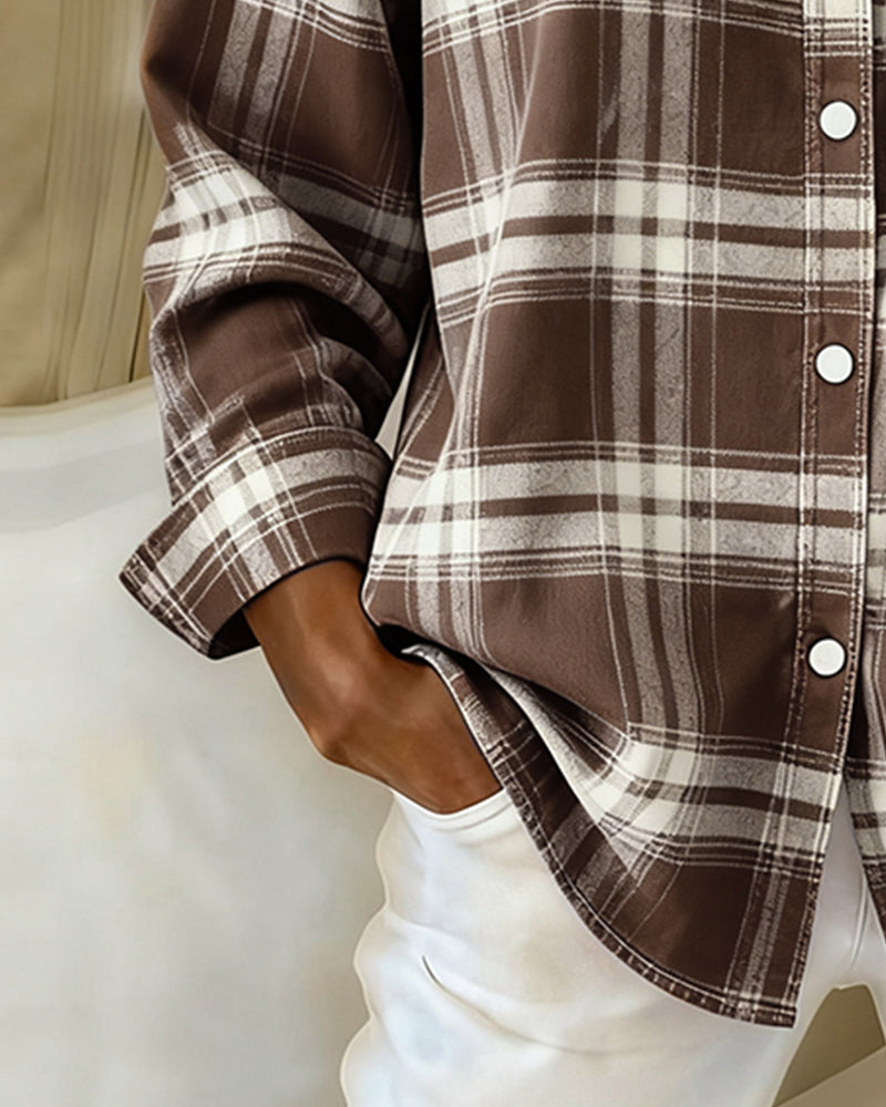 Checked Shirt with Collar & Long Sleeves
