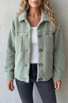 Fleece jas met knopen en zakken
