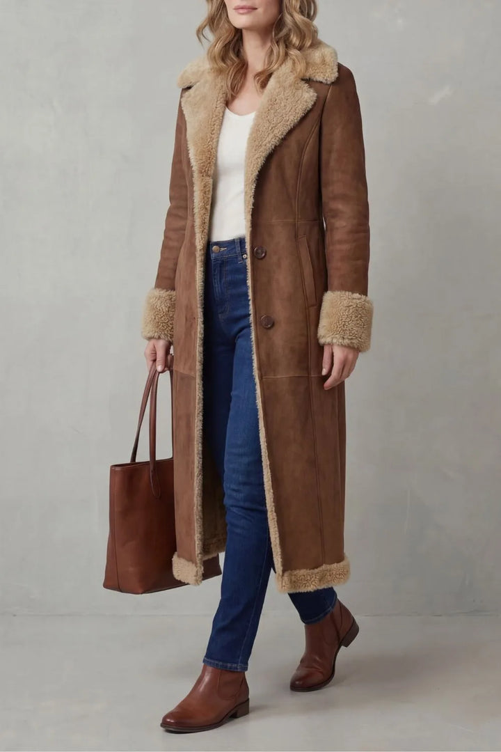 Lange winterjas met shearling