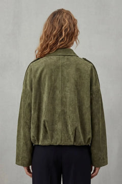Oversized bomberjack met mandarin kraag