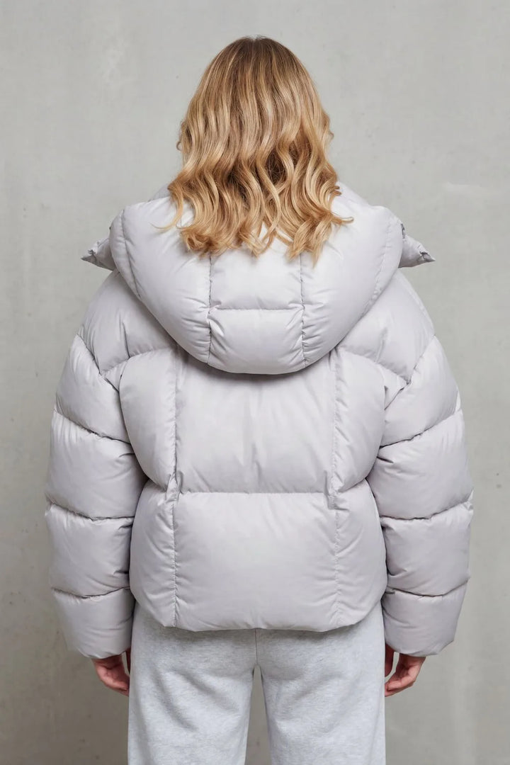 Cropped puffer jacket met capuchon