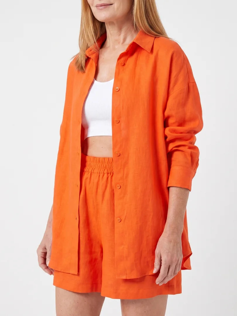 Cropped camisole met open-front shirt