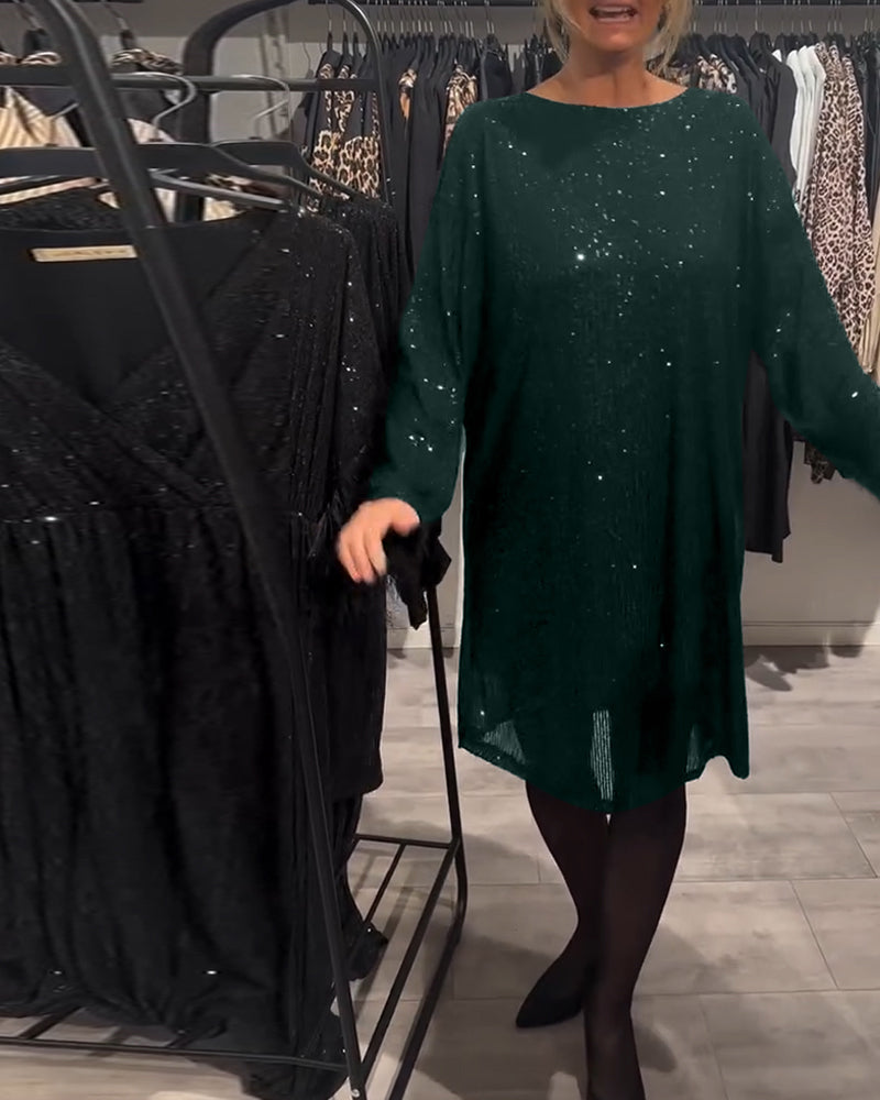 Christmas Sequin Dress with Open Back