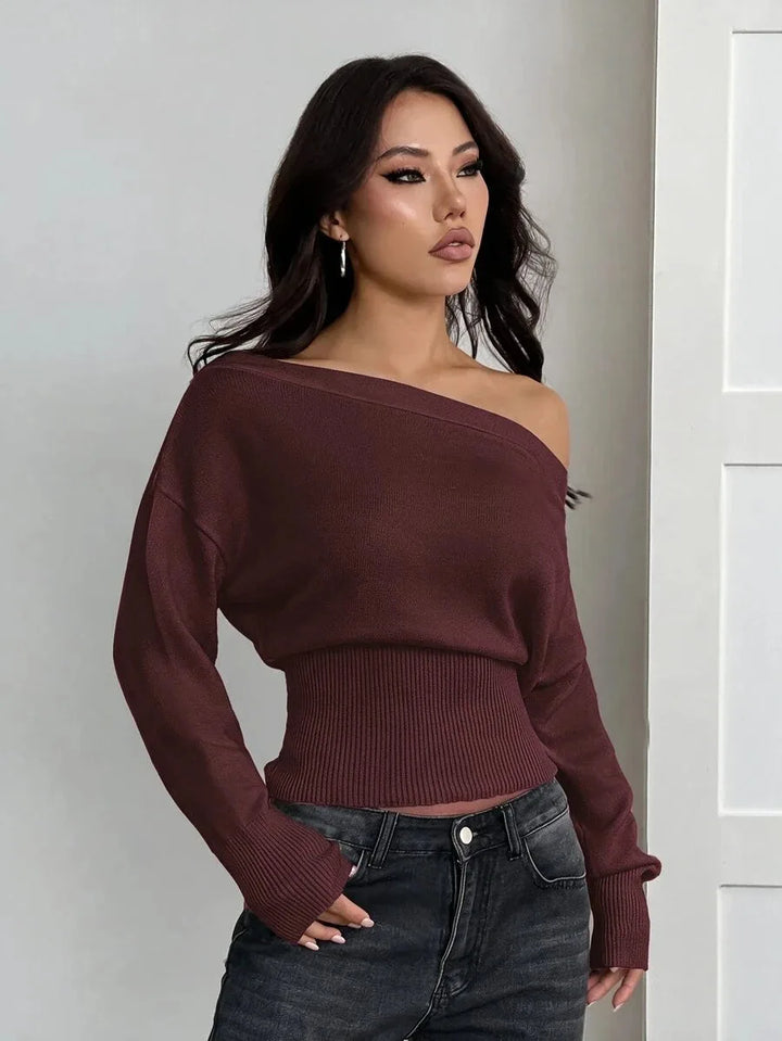 Oversized trui met asymmetrische hals