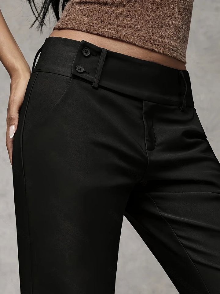 Zwarte wijde broek met knopen