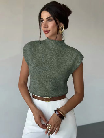 Mouwloos vest met mock neck