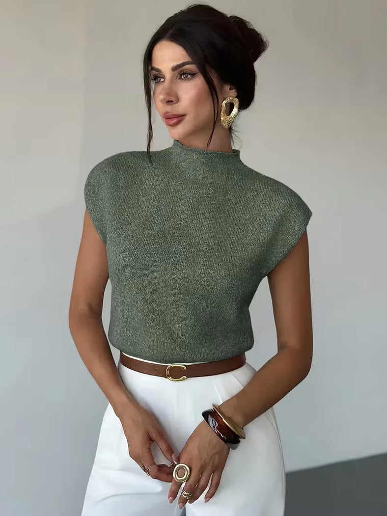 Mouwloos vest met mock neck