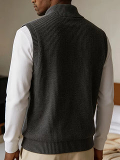 Knit vest met mock neckline