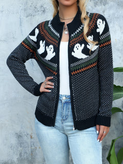 Vest met rits en gebreid ontwerp met spookjesprint