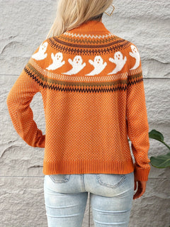 Vest met rits en gebreid ontwerp met spookjesprint