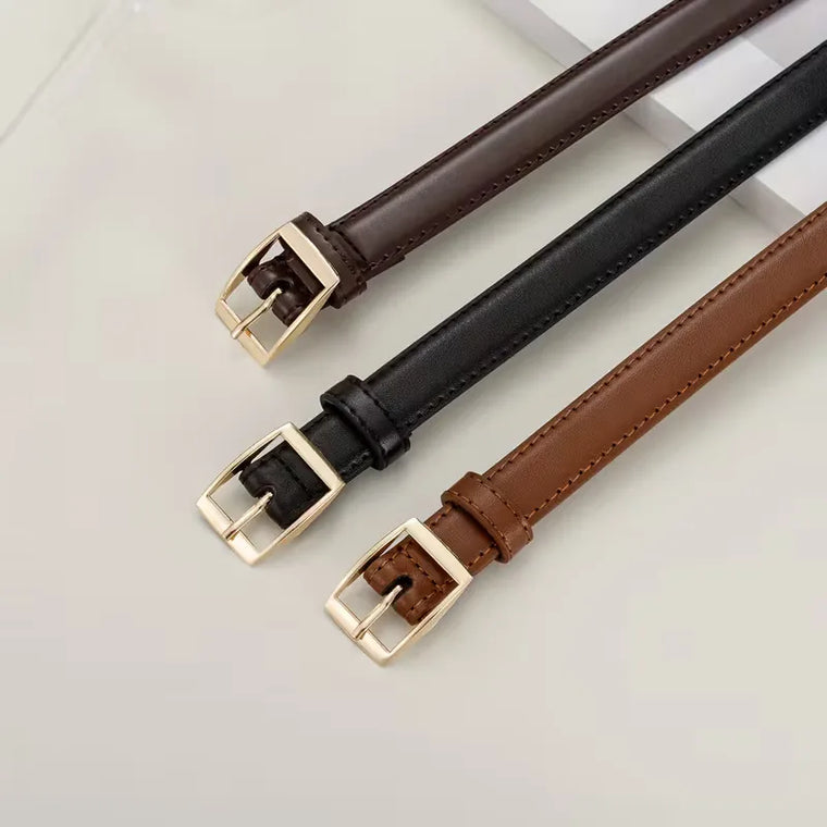 Slim casual riem met vierkante gesp