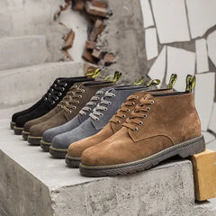 Veterschoenen boots met suède afwerking