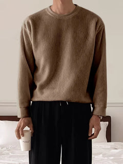 Trui met ribbelstructuur en crew neckline