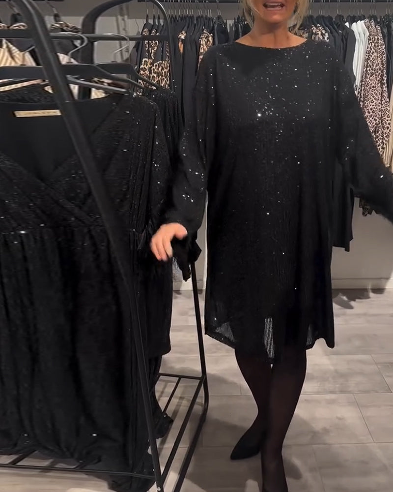 Christmas Sequin Dress with Open Back