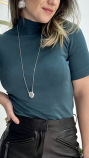 Basic Hoge Hals Korte Mouw Top