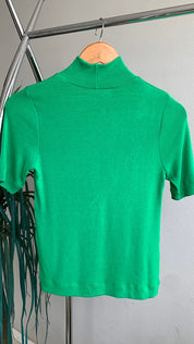 Basic Hoge Hals Korte Mouw Top