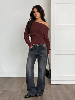 Oversized trui met asymmetrische hals