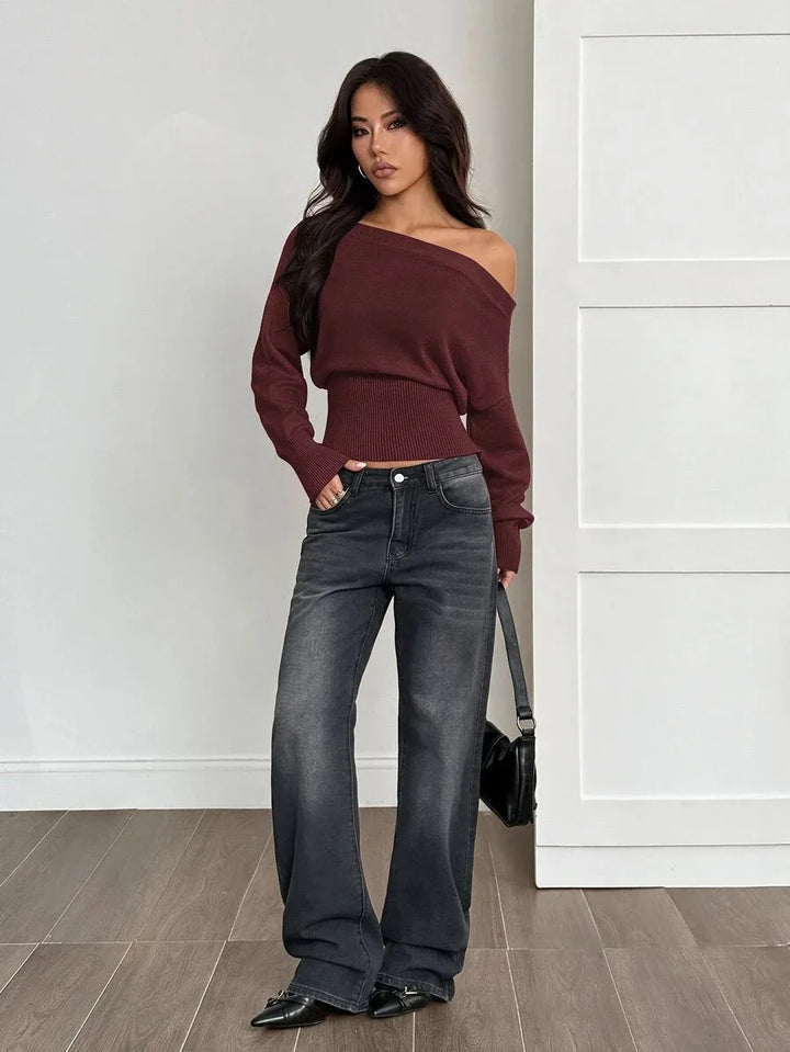 Oversized trui met asymmetrische hals