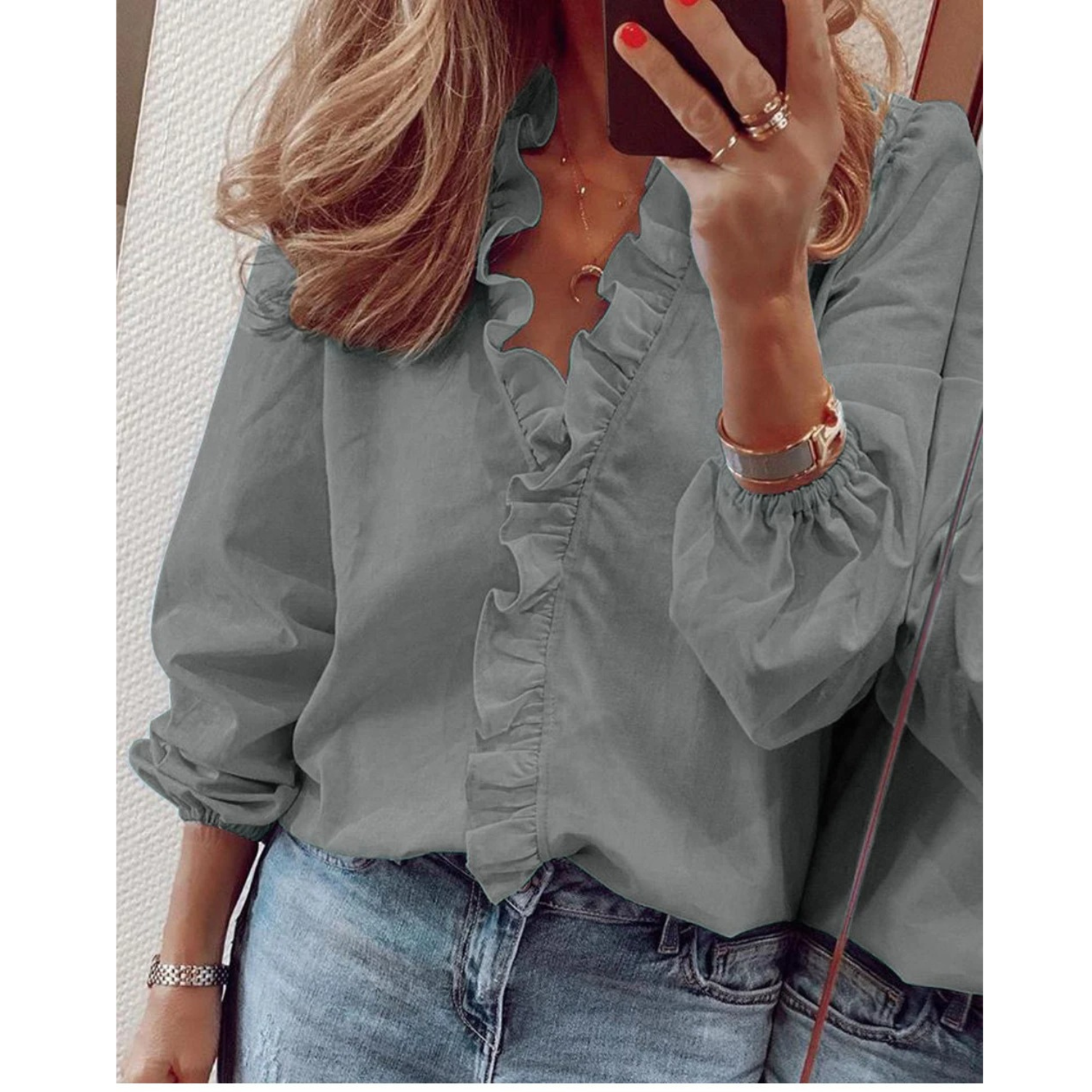 Femke | Chiffon blouse met pluches