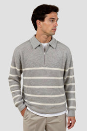 Stijn | Gestreepte Wolvariant Zip Sweater