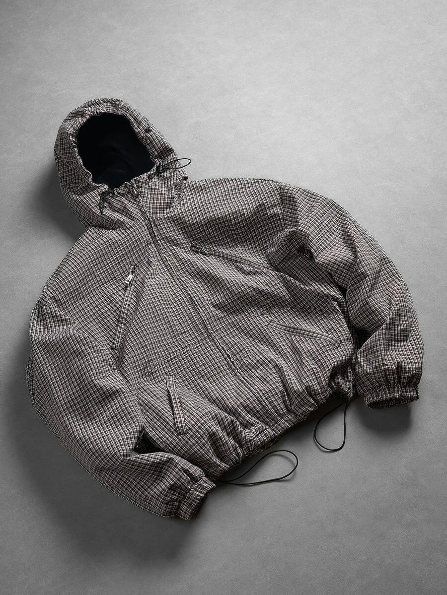 Oversized parka met plaid patroon